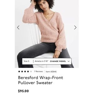 Madewell Beresford Wrap-front pullover sweater